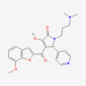 molecular formula C24H25N3O5 B2676708 1-[3-(dimethylamino)propyl]-3-hydroxy-4-(7-methoxy-1-benzofuran-2-carbonyl)-5-(pyridin-4-yl)-2,5-dihydro-1H-pyrrol-2-one CAS No. 838897-35-1