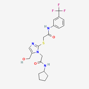 2-{[1-[2-(cyclopentylamino)-2-oxoethyl]-5-(hydroxymethyl)-1H-imidazol-2-yl]thio}-N-[3-(trifluoromethyl)phenyl]acetamide