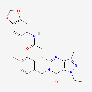 N-(benzo[d][1,3]dioxol-5-yl)-2-((1-ethyl-3-methyl-6-(4-methylbenzyl)-7-oxo-6,7-dihydro-1H-pyrazolo[4,3-d]pyrimidin-5-yl)thio)acetamide
