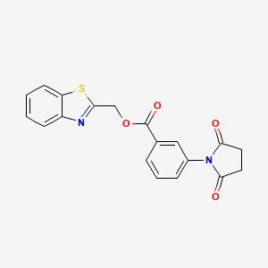 molecular formula C19H14N2O4S B2676729 Benzo[d]thiazol-2-ylmethyl 3-(2,5-dioxopyrrolidin-1-yl)benzoate CAS No. 393837-60-0
