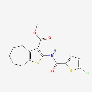 molecular formula C16H16ClNO3S2 B2676740 methyl 2-(5-chlorothiophene-2-carboxamido)-5,6,7,8-tetrahydro-4H-cyclohepta[b]thiophene-3-carboxylate CAS No. 477571-33-8