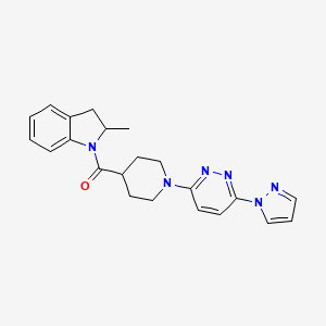 (1-(6-(1H-pyrazol-1-yl)pyridazin-3-yl)piperidin-4-yl)(2-methylindolin-1-yl)methanone