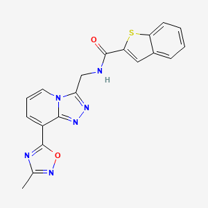 molecular formula C19H14N6O2S B2676746 N-((8-(3-methyl-1,2,4-oxadiazol-5-yl)-[1,2,4]triazolo[4,3-a]pyridin-3-yl)methyl)benzo[b]thiophene-2-carboxamide CAS No. 2034439-54-6