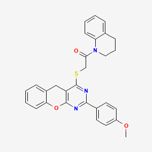 1-(3,4-dihydro-2H-quinolin-1-yl)-2-[[2-(4-methoxyphenyl)-5H-chromeno[2,3-d]pyrimidin-4-yl]sulfanyl]ethanone