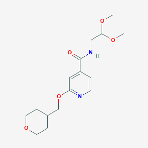 molecular formula C16H24N2O5 B2676769 N-(2,2-dimethoxyethyl)-2-((tetrahydro-2H-pyran-4-yl)methoxy)isonicotinamide CAS No. 2034296-22-3