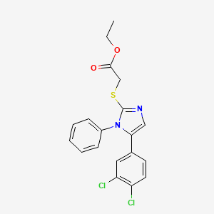 ethyl 2-((5-(3,4-dichlorophenyl)-1-phenyl-1H-imidazol-2-yl)thio)acetate