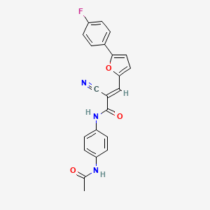 molecular formula C22H16FN3O3 B2676782 (E)-N-(4-acetamidophenyl)-2-cyano-3-(5-(4-fluorophenyl)furan-2-yl)acrylamide CAS No. 469872-92-2