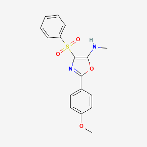 molecular formula C17H16N2O4S B2676783 4-(benzenesulfonyl)-2-(4-methoxyphenyl)-N-methyl-1,3-oxazol-5-amine CAS No. 305330-94-3
