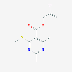 molecular formula C11H13ClN2O2S B2676790 2-Chloroprop-2-en-1-yl 2,4-dimethyl-6-(methylsulfanyl)pyrimidine-5-carboxylate CAS No. 1797259-48-3
