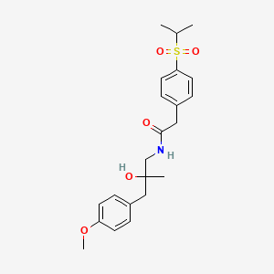 molecular formula C22H29NO5S B2676793 N-(2-hydroxy-3-(4-methoxyphenyl)-2-methylpropyl)-2-(4-(isopropylsulfonyl)phenyl)acetamide CAS No. 1396799-28-2