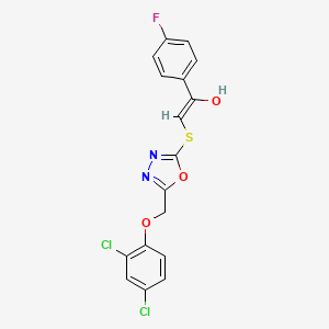 molecular formula C17H11Cl2FN2O3S B2676799 (Z)-2-((5-((2,4-dichlorophenoxy)methyl)-1,3,4-oxadiazol-2-yl)thio)-1-(4-fluorophenyl)ethenol CAS No. 1322210-83-2