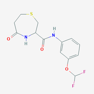 molecular formula C13H14F2N2O3S B2676800 N-[3-(difluoromethoxy)phenyl]-5-oxo-1,4-thiazepane-3-carboxamide CAS No. 1396629-81-4