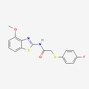 molecular formula C16H13FN2O2S2 B2676802 2-((4-fluorophenyl)thio)-N-(4-methoxybenzo[d]thiazol-2-yl)acetamide CAS No. 895489-31-3