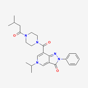 molecular formula C25H31N5O3 B2676803 5-isopropyl-7-(4-(3-methylbutanoyl)piperazine-1-carbonyl)-2-phenyl-2H-pyrazolo[4,3-c]pyridin-3(5H)-one CAS No. 1040646-98-7