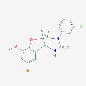 molecular formula C18H16BrClN2O3 B2676804 8-bromo-3-(3-chlorophenyl)-10-methoxy-2-methyl-5,6-dihydro-2H-2,6-methanobenzo[g][1,3,5]oxadiazocin-4(3H)-one CAS No. 899353-69-6