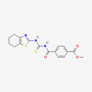 molecular formula C17H17N3O3S2 B2676808 methyl 4-({[(4,5,6,7-tetrahydro-1,3-benzothiazol-2-yl)carbamothioyl]amino}carbonyl)benzoate CAS No. 477505-70-7