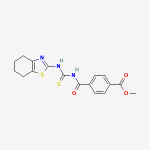 molecular formula C17H17N3O3S2 B2676808 Methyl 4-(((4,5,6,7-tetrahydrobenzo[d]thiazol-2-yl)carbamothioyl)carbamoyl)benzoate CAS No. 477505-70-7