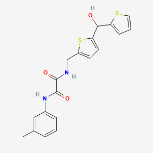 molecular formula C19H18N2O3S2 B2676836 N1-((5-(hydroxy(thiophen-2-yl)methyl)thiophen-2-yl)methyl)-N2-(m-tolyl)oxalamide CAS No. 1421514-04-6