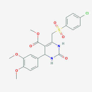 molecular formula C21H21ClN2O7S B2676853 methyl 6-[(4-chlorobenzenesulfonyl)methyl]-4-(3,4-dimethoxyphenyl)-2-oxo-1,2,3,4-tetrahydropyrimidine-5-carboxylate CAS No. 899971-02-9