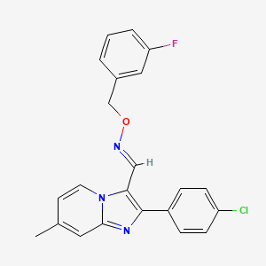 molecular formula C22H17ClFN3O B2676857 2-(4-chlorophenyl)-7-methylimidazo[1,2-a]pyridine-3-carbaldehyde O-(3-fluorobenzyl)oxime CAS No. 478257-39-5