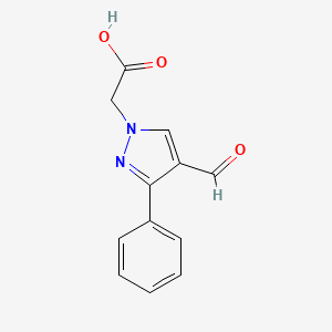 molecular formula C12H10N2O3 B2676860 (4-formyl-3-phenyl-1H-pyrazol-1-yl)acetic acid CAS No. 353514-39-3