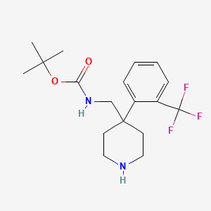 B2676862 tert-Butyl ((4-(2-(trifluoromethyl)phenyl)piperidin-4-yl)methyl)carbamate CAS No. 1707358-38-0