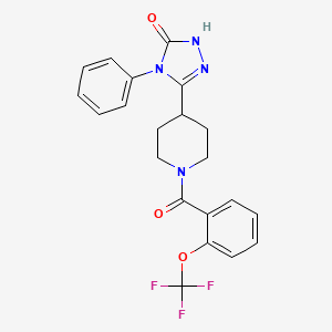 molecular formula C21H19F3N4O3 B2676868 4-phenyl-5-{1-[2-(trifluoromethoxy)benzoyl]piperidin-4-yl}-2,4-dihydro-3H-1,2,4-triazol-3-one CAS No. 1775458-57-5