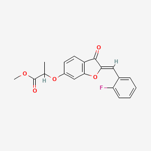 molecular formula C19H15FO5 B2676871 (Z)-methyl 2-((2-(2-fluorobenzylidene)-3-oxo-2,3-dihydrobenzofuran-6-yl)oxy)propanoate CAS No. 623122-86-1