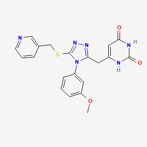 molecular formula C20H18N6O3S B2676872 6-((4-(3-methoxyphenyl)-5-((pyridin-3-ylmethyl)thio)-4H-1,2,4-triazol-3-yl)methyl)pyrimidine-2,4(1H,3H)-dione CAS No. 852152-65-9
