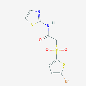 molecular formula C9H7BrN2O3S3 B2676874 2-[(5-bromothiophen-2-yl)sulfonyl]-N-(1,3-thiazol-2-yl)acetamide CAS No. 1021079-53-7