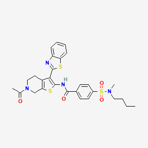 molecular formula C28H30N4O4S3 B2676901 N-(6-acetyl-3-(benzo[d]thiazol-2-yl)-4,5,6,7-tetrahydrothieno[2,3-c]pyridin-2-yl)-4-(N-butyl-N-methylsulfamoyl)benzamide CAS No. 449770-21-2