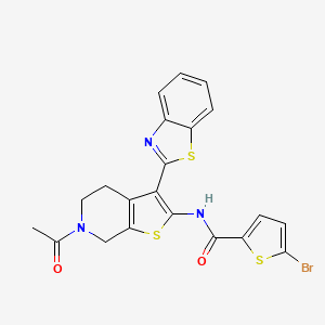 molecular formula C21H16BrN3O2S3 B2676907 N-(6-acetyl-3-(benzo[d]thiazol-2-yl)-4,5,6,7-tetrahydrothieno[2,3-c]pyridin-2-yl)-5-bromothiophene-2-carboxamide CAS No. 864859-56-3