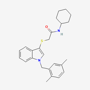 molecular formula C25H30N2OS B2676929 N-cyclohexyl-2-((1-(2,5-dimethylbenzyl)-1H-indol-3-yl)thio)acetamide CAS No. 681279-50-5
