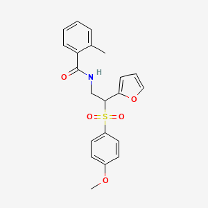 molecular formula C21H21NO5S B2676934 N-[2-(furan-2-yl)-2-(4-methoxybenzenesulfonyl)ethyl]-2-methylbenzamide CAS No. 946349-01-5