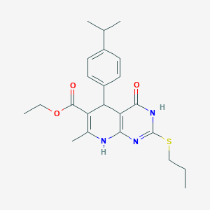 Ethyl 5-(4-isopropylphenyl)-7-methyl-4-oxo-2-(propylthio)-3,4,5,8-tetrahydropyrido[2,3-d]pyrimidine-6-carboxylate