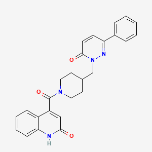 2-{[1-(2-Hydroxyquinoline-4-carbonyl)piperidin-4-yl]methyl}-6-phenyl-2,3-dihydropyridazin-3-one