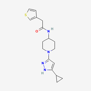 N-(1-(5-cyclopropyl-1H-pyrazol-3-yl)piperidin-4-yl)-2-(thiophen-3-yl)acetamide