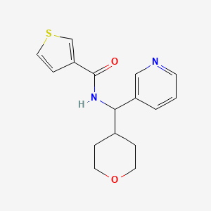 molecular formula C16H18N2O2S B2676984 N-[(oxan-4-yl)(pyridin-3-yl)methyl]thiophene-3-carboxamide CAS No. 2034456-11-4