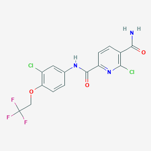 molecular formula C15H10Cl2F3N3O3 B2676985 6-chloro-N2-[3-chloro-4-(2,2,2-trifluoroethoxy)phenyl]pyridine-2,5-dicarboxamide CAS No. 2094408-57-6