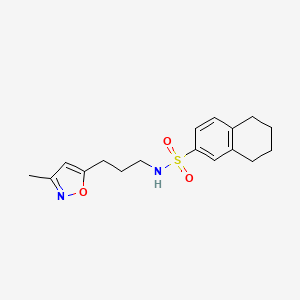 molecular formula C17H22N2O3S B2676989 N-[3-(3-methyl-1,2-oxazol-5-yl)propyl]-5,6,7,8-tetrahydronaphthalene-2-sulfonamide CAS No. 2034244-94-3