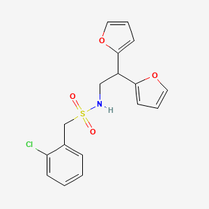 molecular formula C17H16ClNO4S B2677008 N-[2,2-bis(furan-2-yl)ethyl]-1-(2-chlorophenyl)methanesulfonamide CAS No. 2309630-56-4