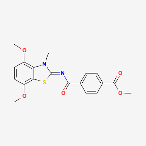 molecular formula C19H18N2O5S B2677014 methyl 4-{[(2Z)-4,7-dimethoxy-3-methyl-2,3-dihydro-1,3-benzothiazol-2-ylidene]carbamoyl}benzoate CAS No. 868370-00-7