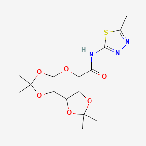 molecular formula C15H21N3O6S B2677028 2,2,7,7-tetramethyl-N-(5-methyl-1,3,4-thiadiazol-2-yl)tetrahydro-3aH-bis([1,3]dioxolo)[4,5-b:4',5'-d]pyran-5-carboxamide CAS No. 1009493-39-3