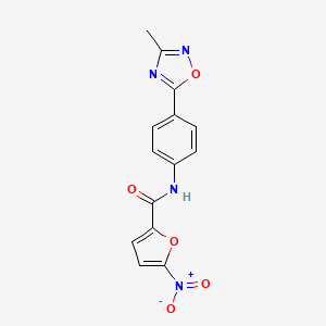 molecular formula C14H10N4O5 B2677029 N-[4-(3-methyl-1,2,4-oxadiazol-5-yl)phenyl]-5-nitrofuran-2-carboxamide CAS No. 1226429-88-4