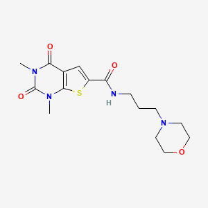 molecular formula C16H22N4O4S B2677032 1,3-dimethyl-N-(3-morpholinopropyl)-2,4-dioxo-1,2,3,4-tetrahydrothieno[2,3-d]pyrimidine-6-carboxamide CAS No. 946257-34-7