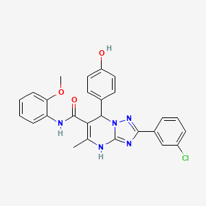 molecular formula C26H22ClN5O3 B2677033 2-(3-chlorophenyl)-7-(4-hydroxyphenyl)-N-(2-methoxyphenyl)-5-methyl-4,7-dihydro-[1,2,4]triazolo[1,5-a]pyrimidine-6-carboxamide CAS No. 539834-72-5