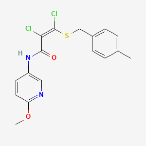 molecular formula C17H16Cl2N2O2S B2677034 2,3-dichloro-N-(6-methoxy-3-pyridinyl)-3-[(4-methylbenzyl)sulfanyl]acrylamide CAS No. 337922-08-4