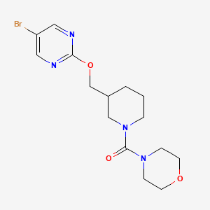 molecular formula C15H21BrN4O3 B2677040 [3-[(5-Bromopyrimidin-2-yl)oxymethyl]piperidin-1-yl]-morpholin-4-ylmethanone CAS No. 2379977-47-4