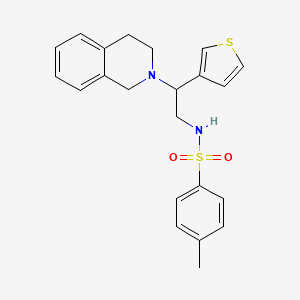 molecular formula C22H24N2O2S2 B2677086 N-(2-(3,4-dihydroisoquinolin-2(1H)-yl)-2-(thiophen-3-yl)ethyl)-4-methylbenzenesulfonamide CAS No. 955259-15-1