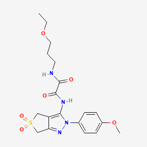 molecular formula C19H24N4O6S B2677089 N-(3-ethoxypropyl)-N'-[2-(4-methoxyphenyl)-5,5-dioxo-2H,4H,6H-5lambda6-thieno[3,4-c]pyrazol-3-yl]ethanediamide CAS No. 899961-64-9